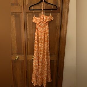 Mudd Women’s Boho, Hippie, Granola Tiered Halter Orange and White Sundress